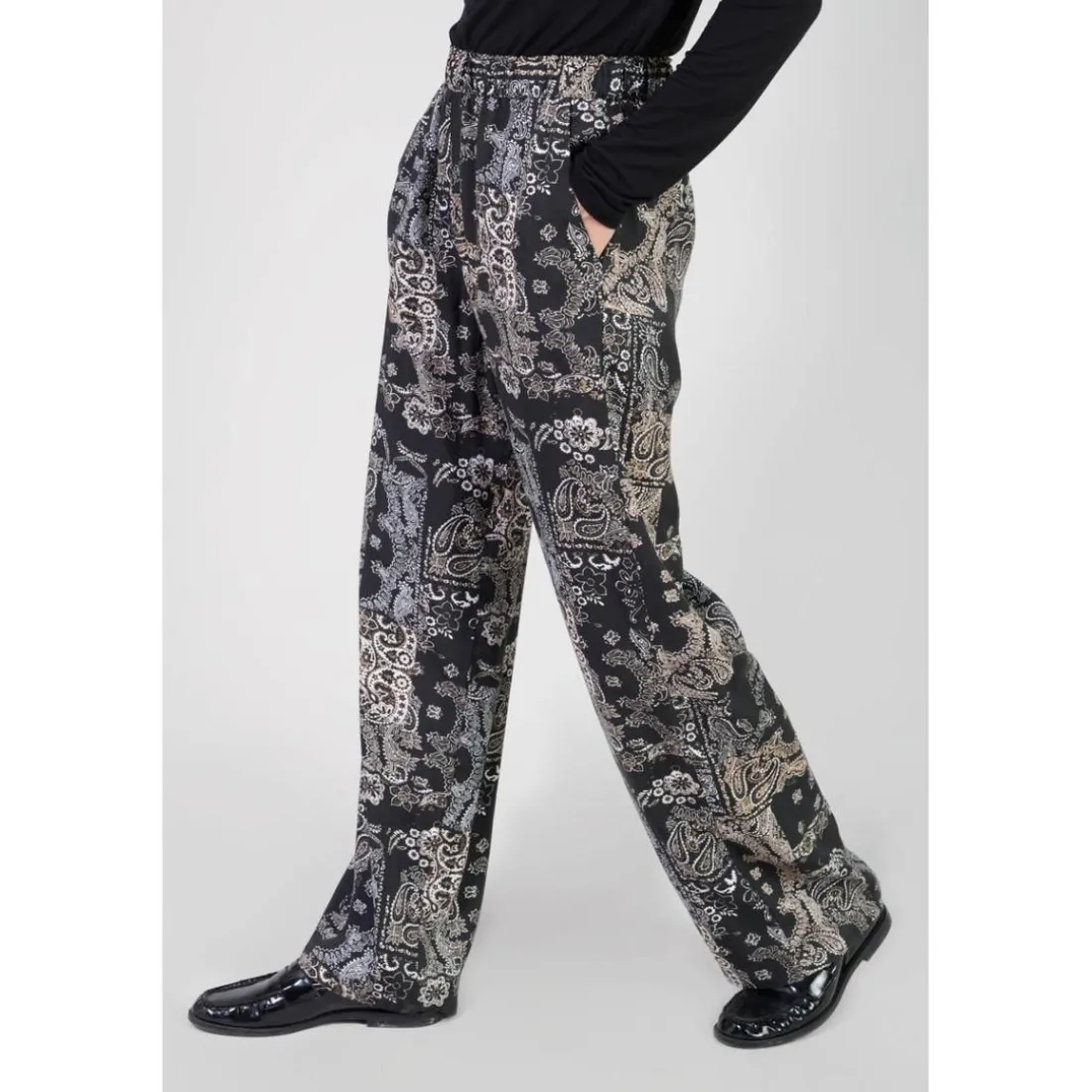 Pantalon loose, large BULBIZA noir Xia en viscose