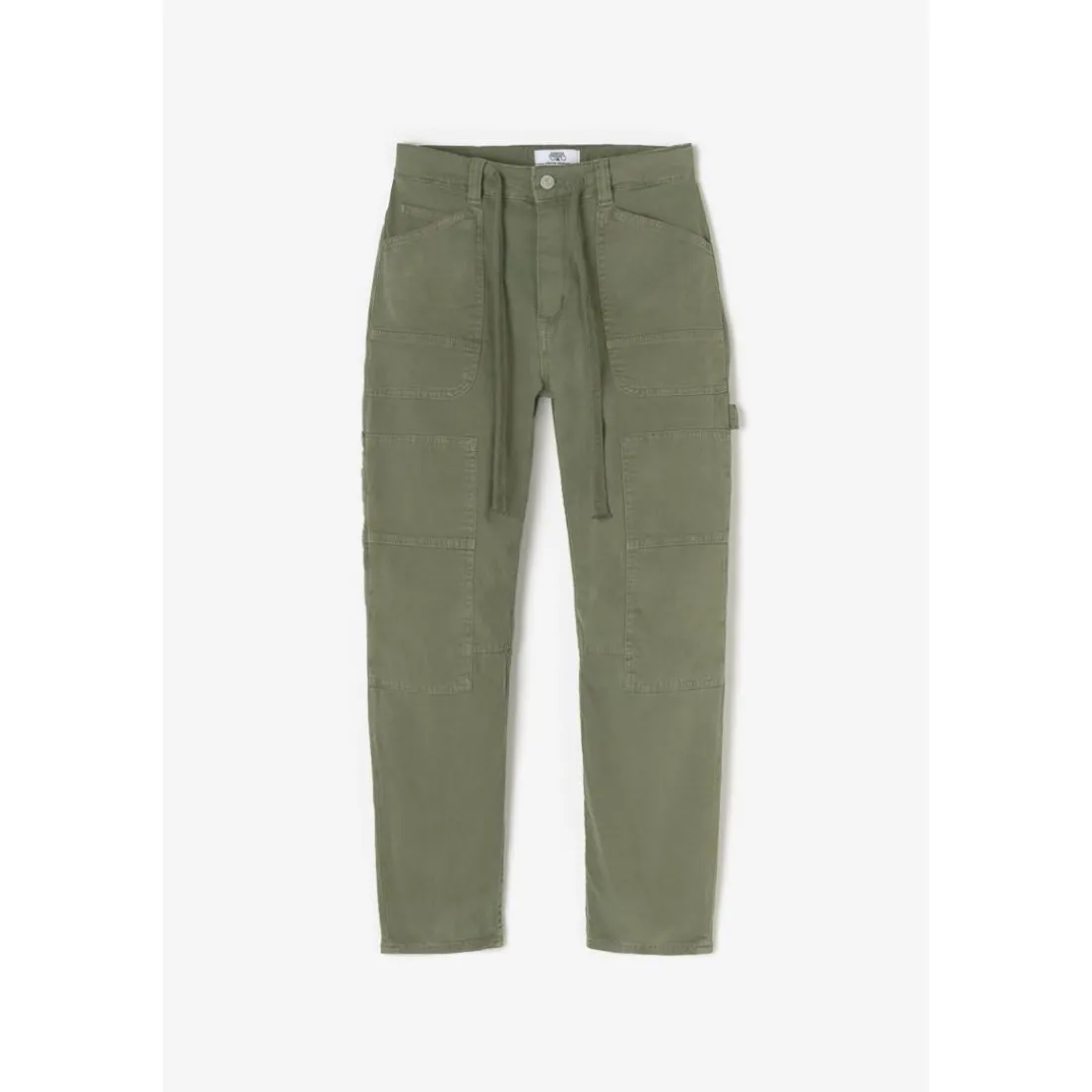 Pantalon loose, large, grandes poches plaquées MADIE kaki vert en coton Joy