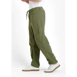 Pantalon loose, large HOBO kaki Saul en coton