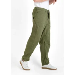 Pantalon loose, large HOBO kaki Saul en coton