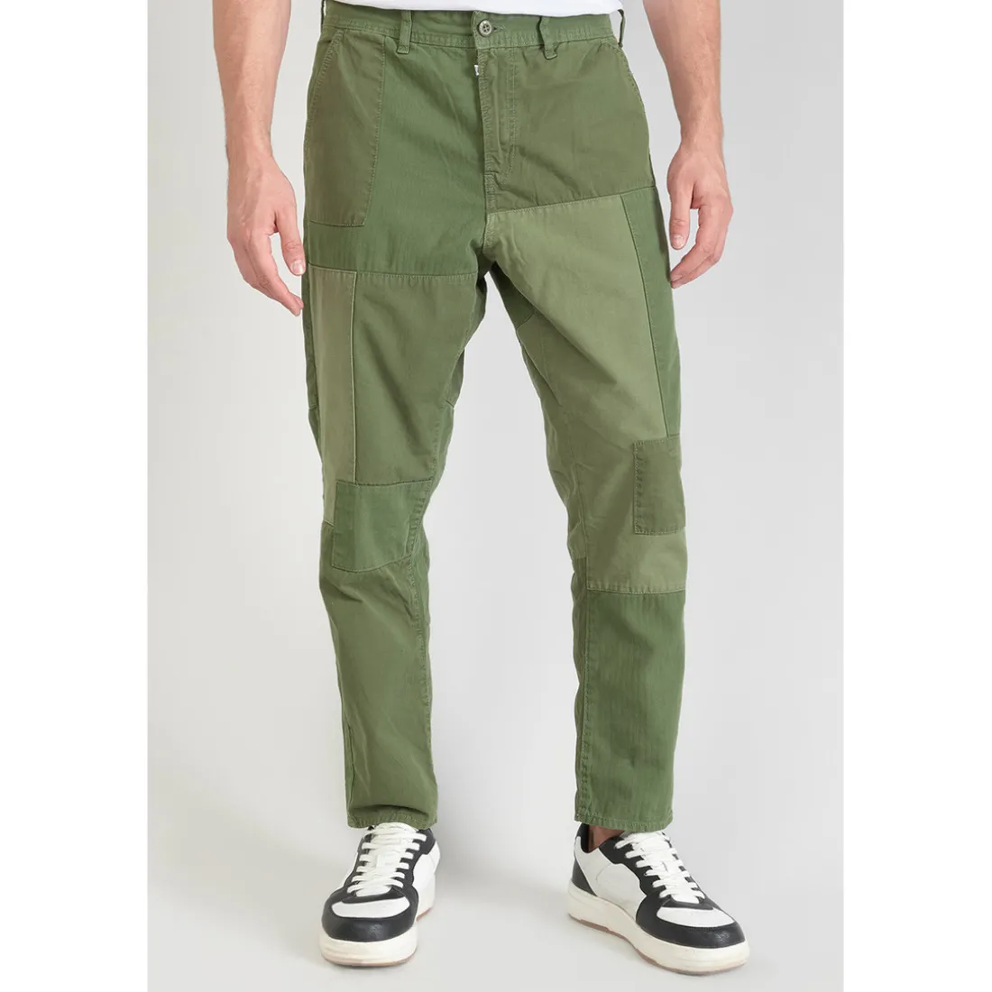 Pantalon loose, large MISTER vert en coton