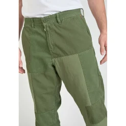 Pantalon loose, large MISTER vert en coton