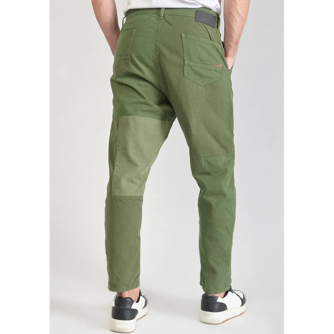 Pantalon loose, large MISTER vert en coton
