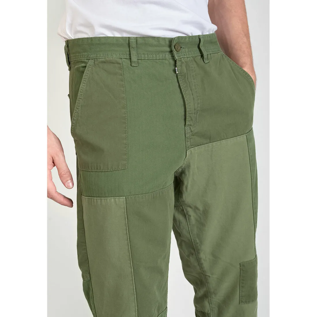 Pantalon loose, large MISTER vert en coton