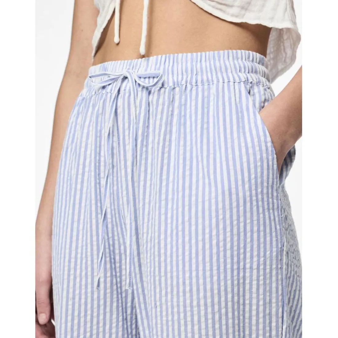 Pantalon loose string en coton Sally bleu Esme