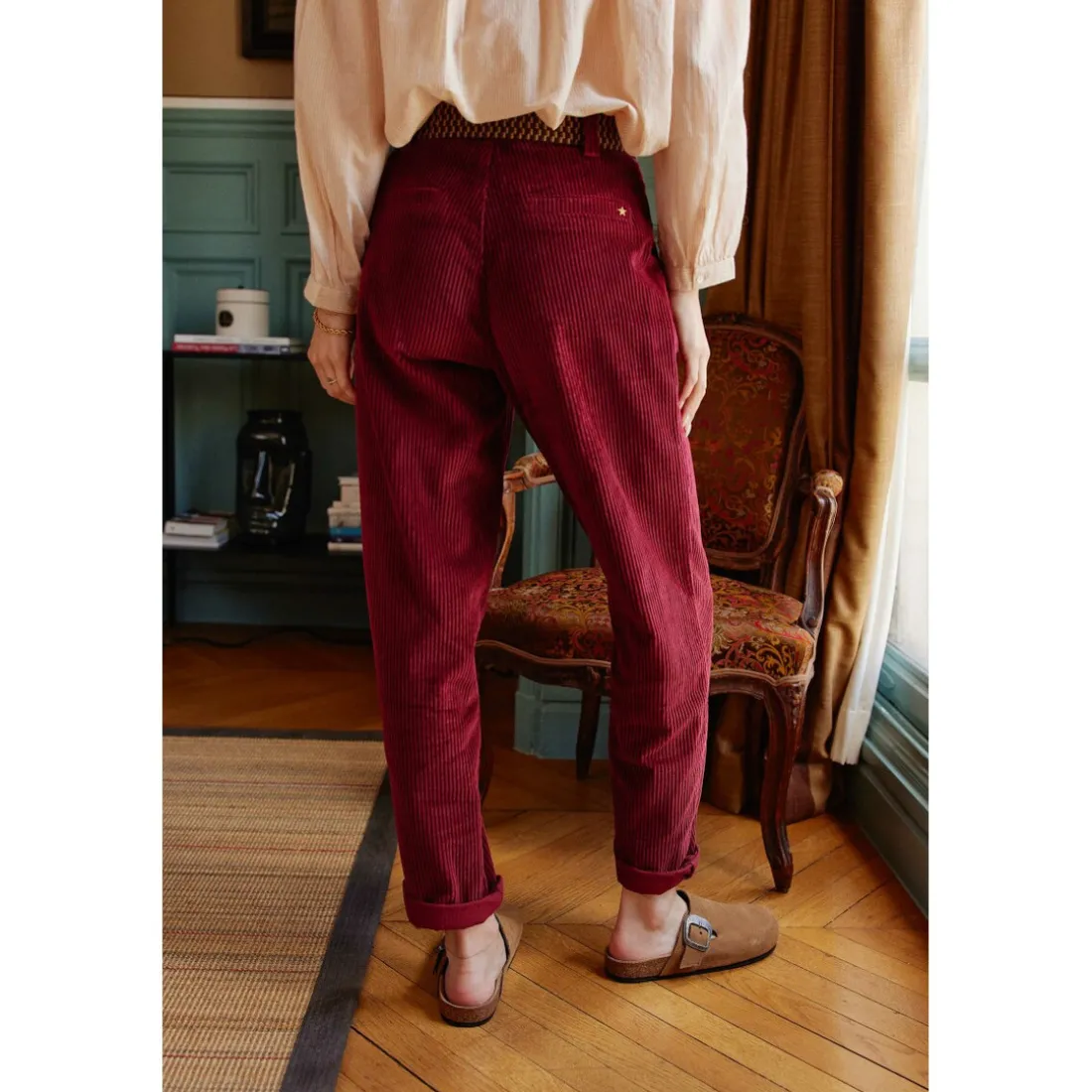 Pantalon MARISOL - Framboise Cuite bordeaux en coton