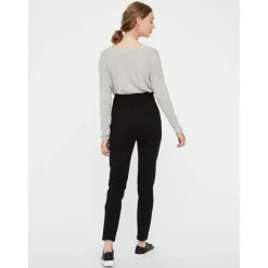 Pantalon paperbag Loose Fit Taille haute Pleine longueur noir en viscose