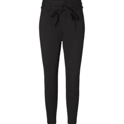 Pantalon paperbag Loose Fit Taille haute Pleine longueur noir en viscose