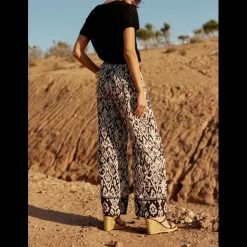 Pantalon PHARA ikat noir en viscose