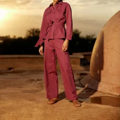 Pantalon PINA mauve en coton violet