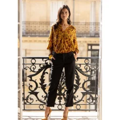 Pantalon poches latérales pinces dos femme - Noir