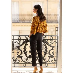 Pantalon poches latérales pinces dos femme - Noir