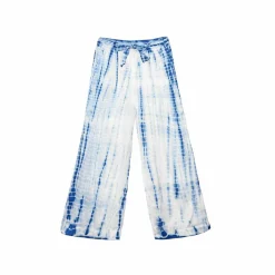Pantalon POMAN tie&dye en viscose bleu