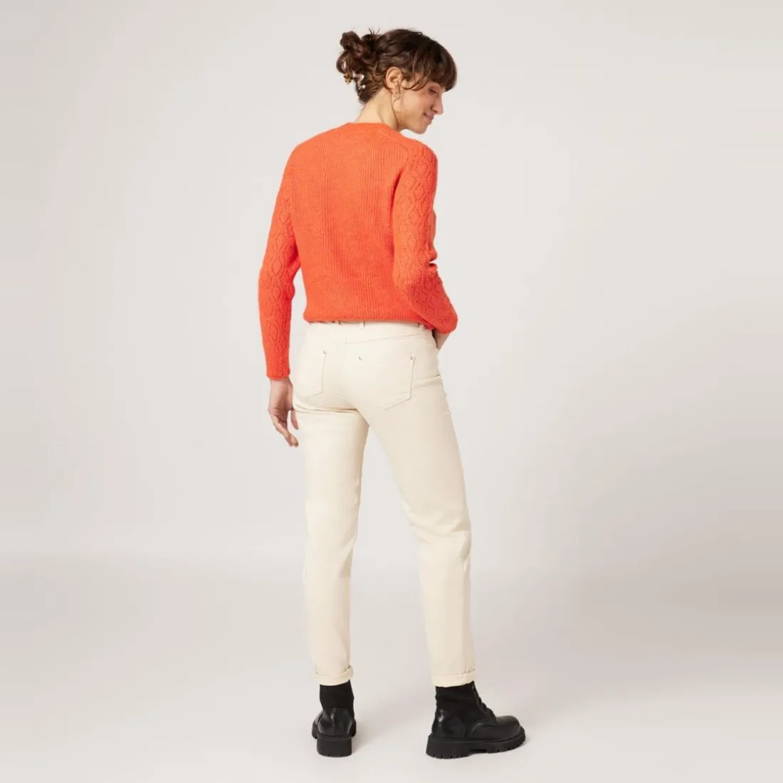 Pantalon power stretch écru en coton