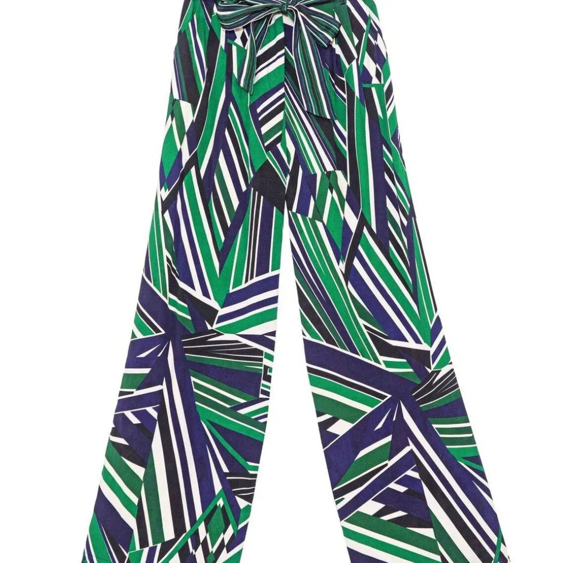 Pantalon PRISCO raye bleu en viscose