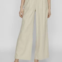 Pantalon regular fit gris clair en lin