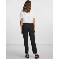 Pantalon regular fit taille élastiquée noir Nia