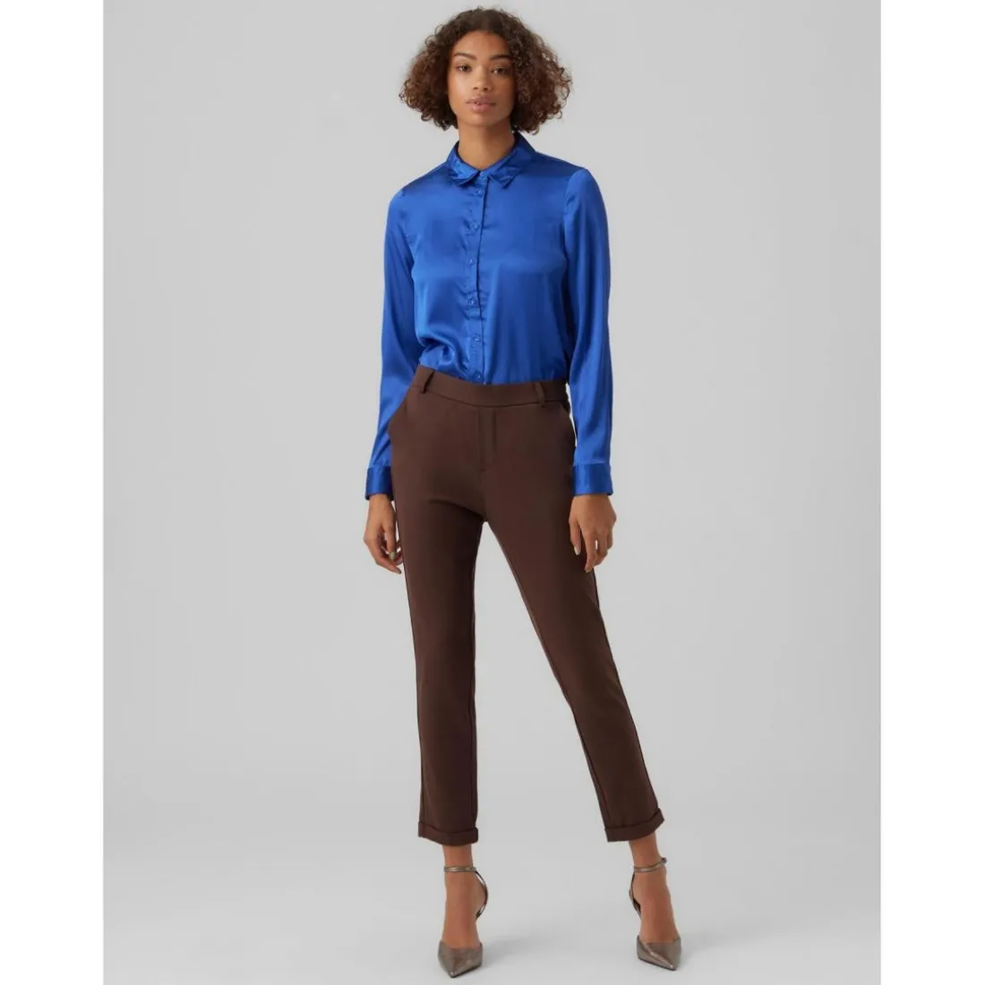 Pantalon Regular Fit Taille moyenne Pleine longueur marron