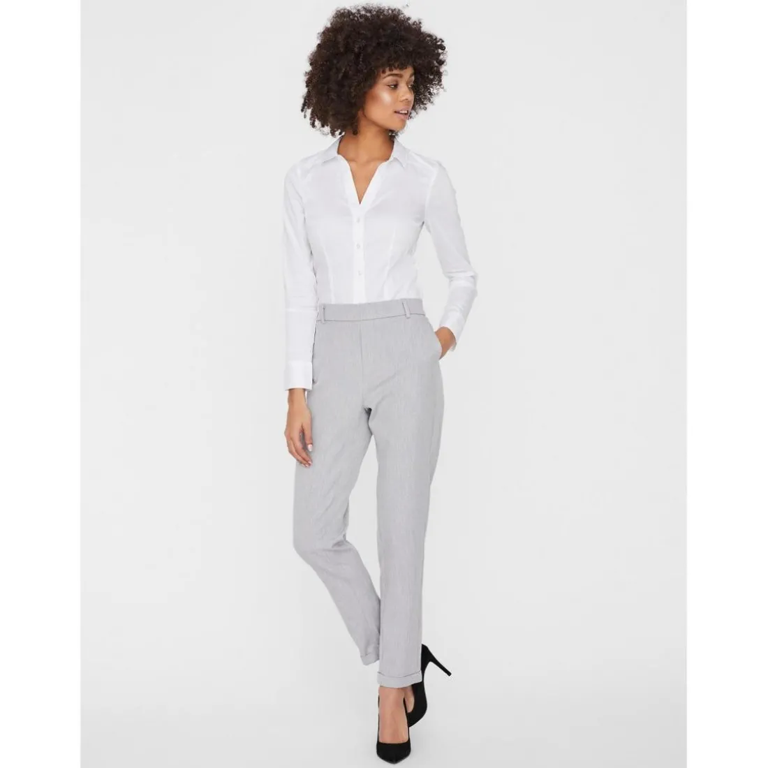 Pantalon Regular Fit Taille moyenne gris Emma