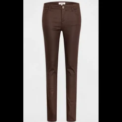 Pantalon slim femme Morgan café en coton