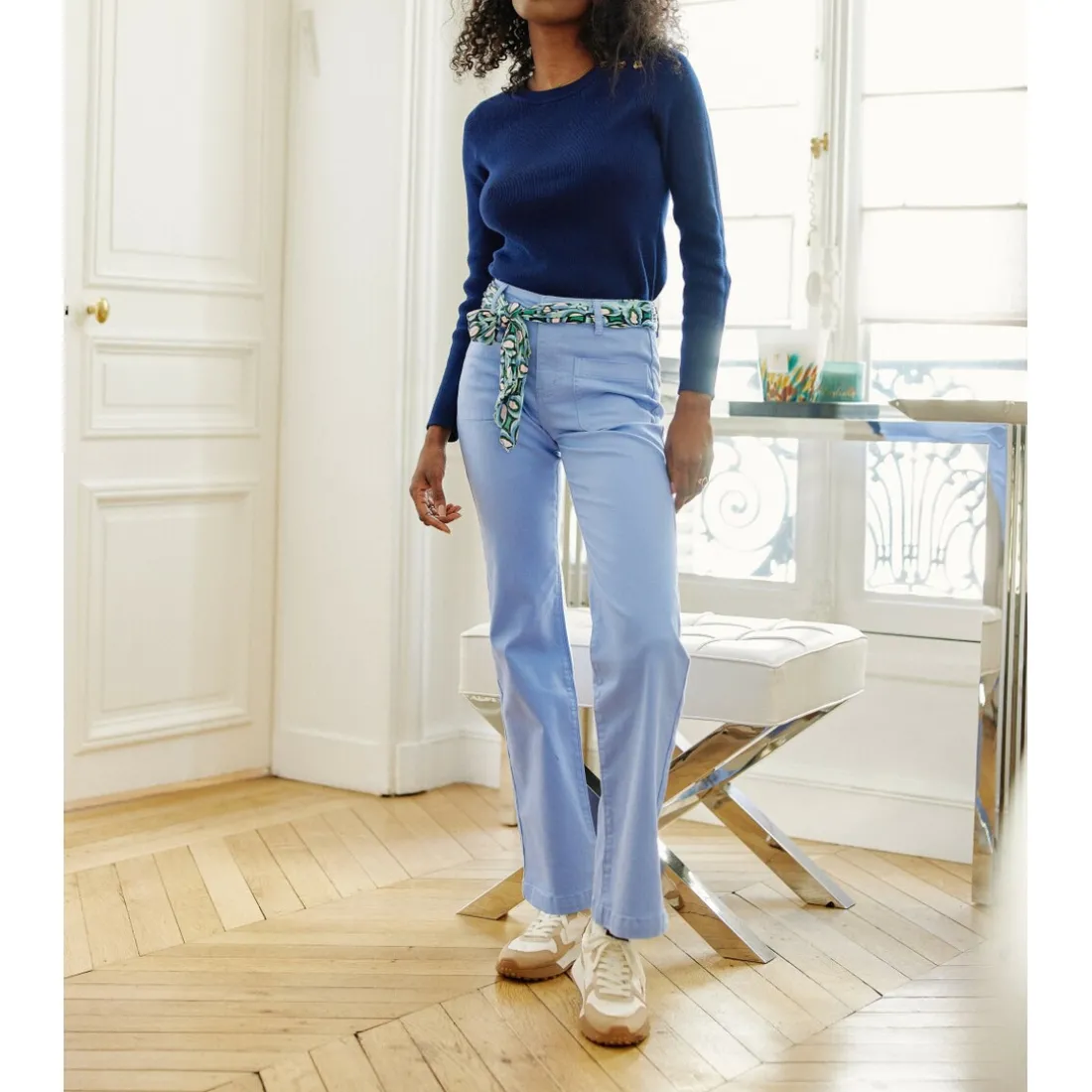 Pantalon SONNY T bleu ciel en coton