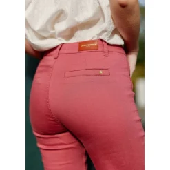 Pantalon SONNY T fraise des bois rouge en coton