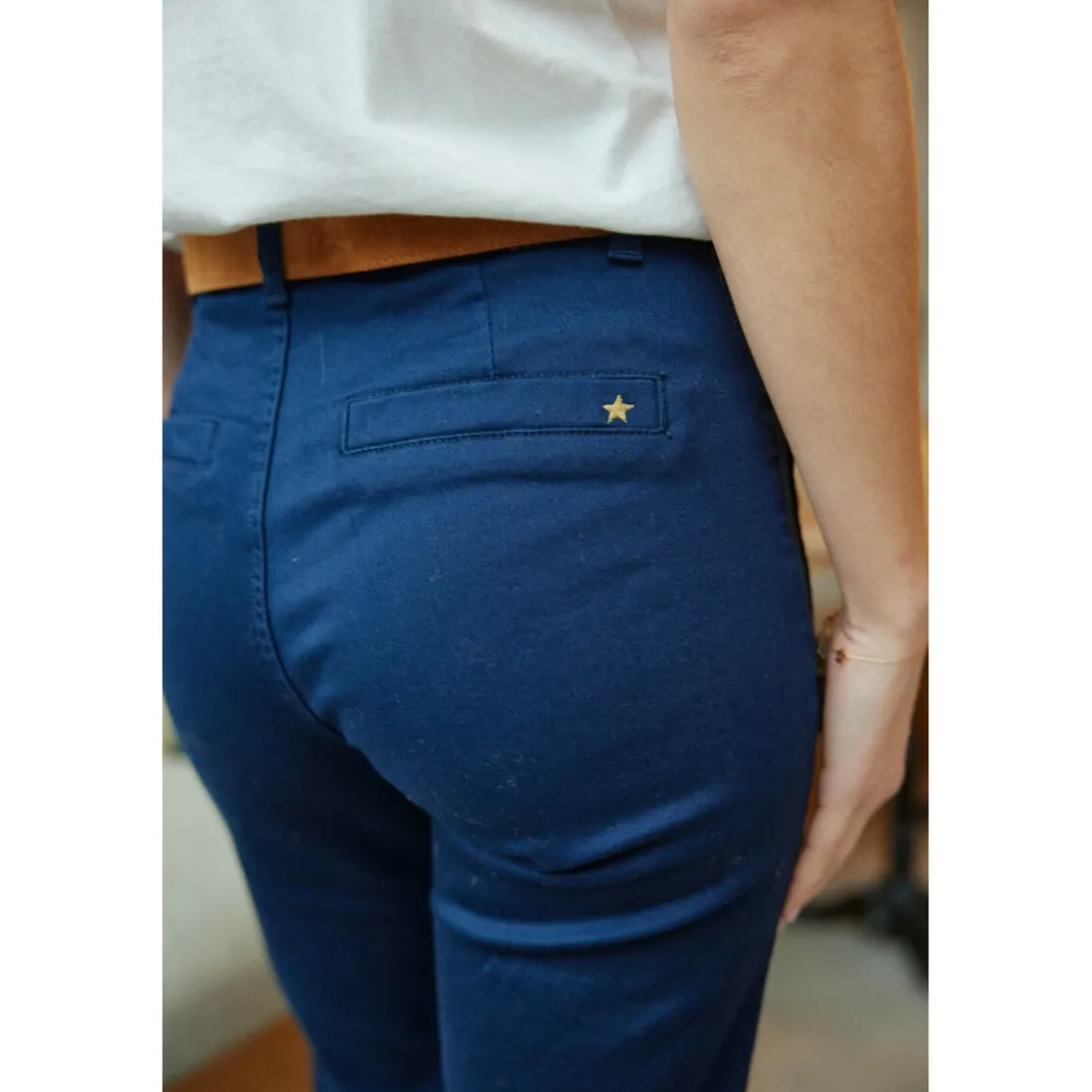 Pantalon SONNY T marine en coton