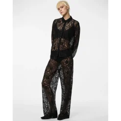 Pantalon taille haute en dentelle Colline noir Rae