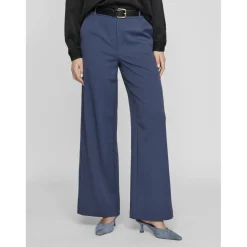 Pantalon taille haute jambe ample Varone bleu Nell