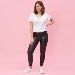 Pantalon taille élastique poches fantaisie femme - Noir