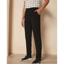 Pantalon taille élastique, viscose douce au toucher noir