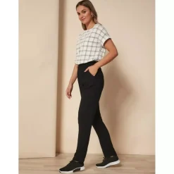 Pantalon taille élastique, viscose douce au toucher noir