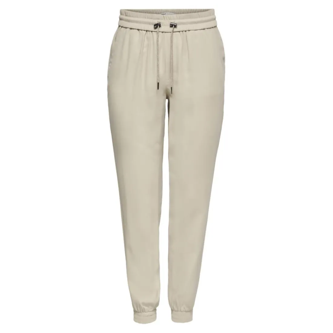 Pantalon taille moyenne beige en viscose Demi