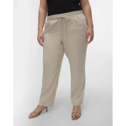 Pantalon taille moyenne gris en viscose Sofia