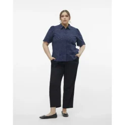 Pantalon taille moyenne noir en viscose Lucy