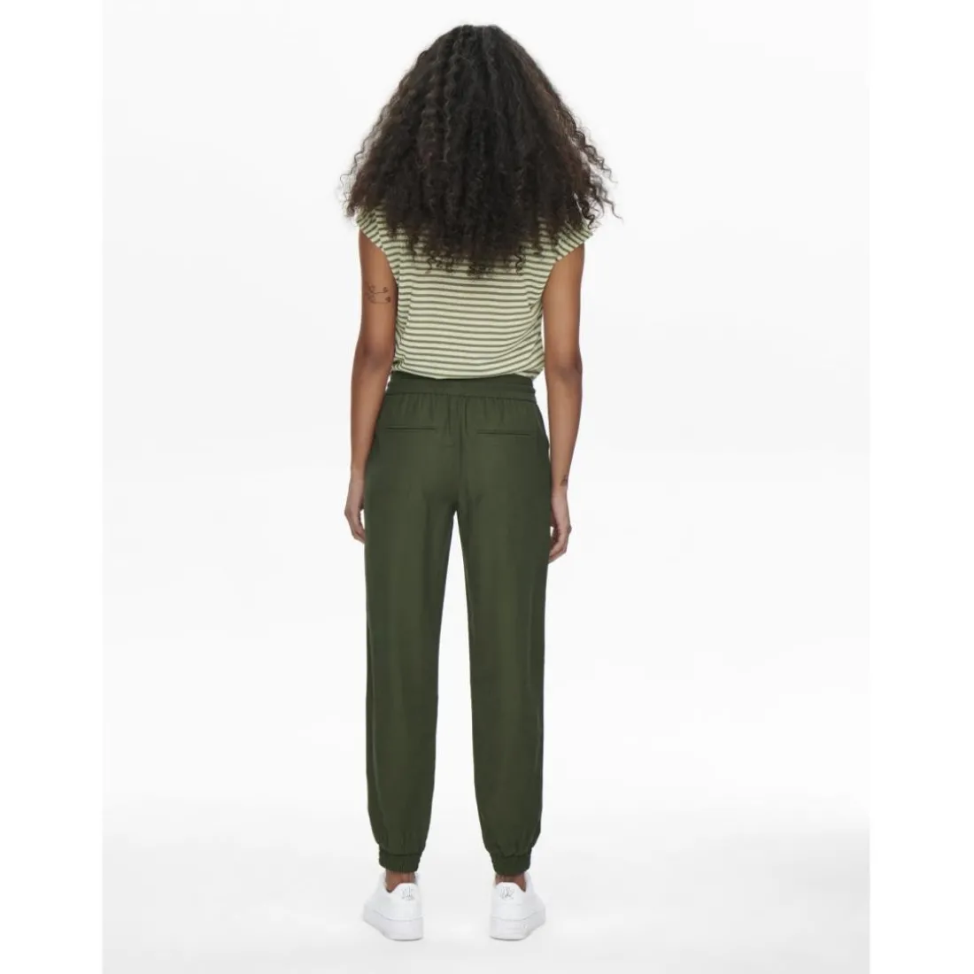 Pantalon taille moyenne vert en viscose Trix
