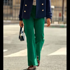 Pantalon vert SONNY VELOURS en coton
