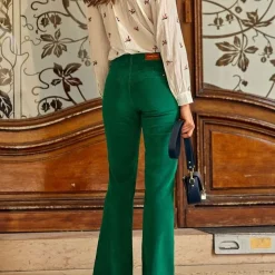 Pantalon vert SONNY VELOURS en coton