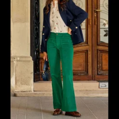 Pantalon vert SONNY VELOURS en coton
