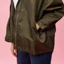 Parka à capuche intérieure manches 3/4 femme - Vert