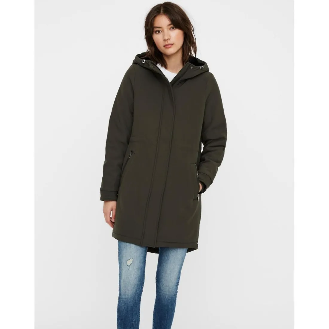 Parka Capuche Au-dessus du genou vert