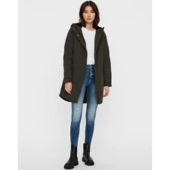 Parka Capuche Au-dessus du genou vert