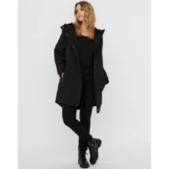 Parka Capuche Au-dessus du genou noir
