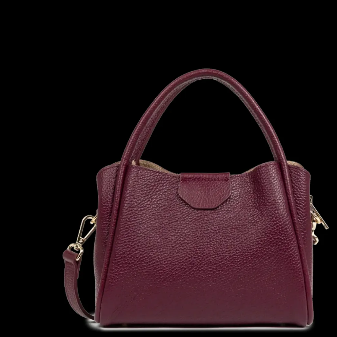 Petit sac à main bordeaux en cuir