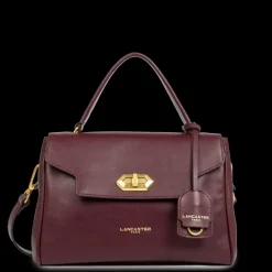 Petit sac à main cartable bordeaux en cuir