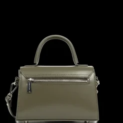 Petit sac à main kaki fumé en cuir