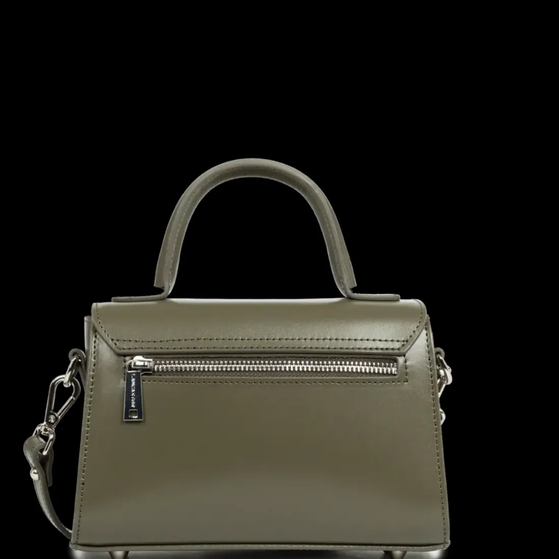 Petit sac à main kaki fumé en cuir