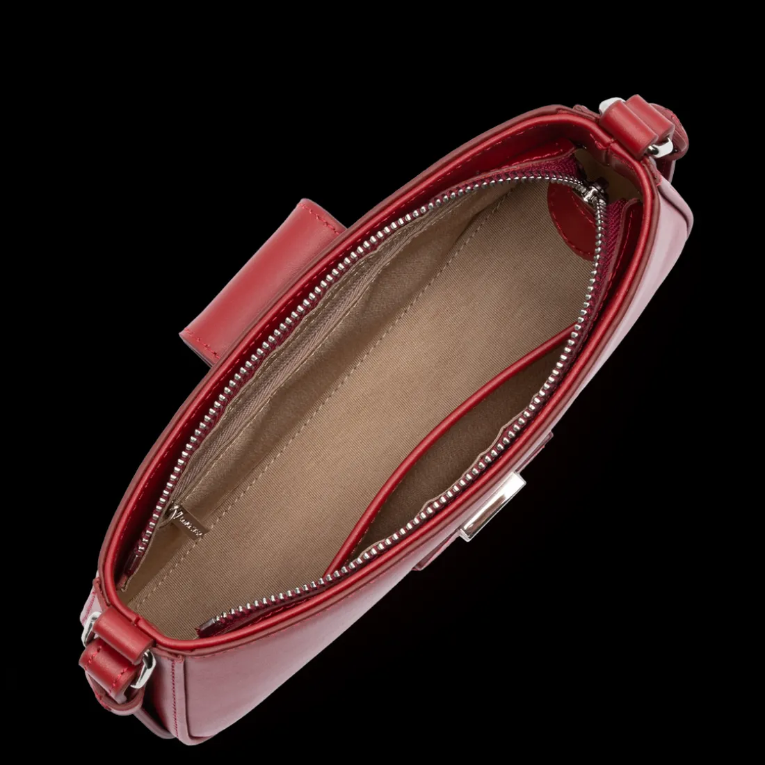 Petit sac besace carmin rouge en cuir