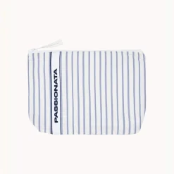 Pochette à rayures Fiona bleu en viscose