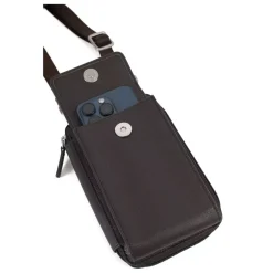 Pochette téléphone avec portefeuille Stop RFID Cuir CONFORT Marron foncé